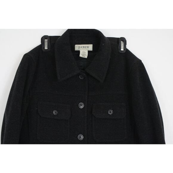 J. Crew Wool Black Thinsulate Quilted Lined Womens Pea Coat Jacket Small - Picture 2 of 7